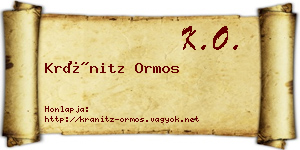 Kránitz Ormos névjegykártya